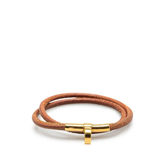 Hermès Kelly BROWN,GOLD Leather bracelet - Picture 1 of 6